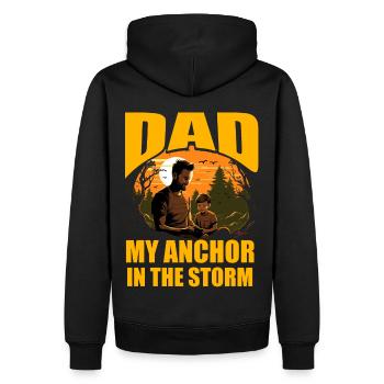 Papa mon ancre dans la tempête - Sweat à capuche Premium bio Homme - noir - Dos - Nico (187cm)