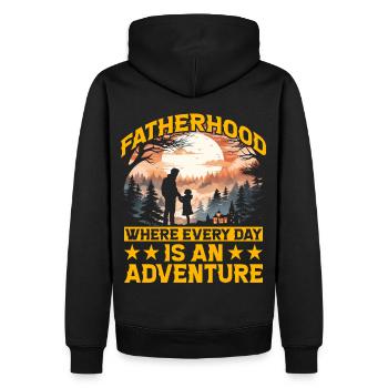 Vaterschaft, wo jeder Tag Abenteuer ist - Männer Premium Bio Hoodie - Schwarz - Hinten - Nico (187cm)