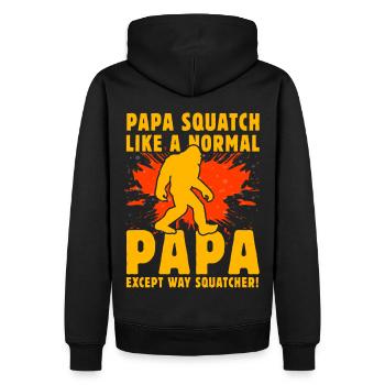 Papa Squatch wie ein normaler Papa außer Way Squatch - Männer Premium Bio Hoodie - Schwarz - Hinten - Nico (187cm)