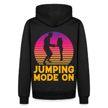 Sprungmodus ein - Männer Premium Bio Hoodie - Schwarz - Hinten - Nico (187cm)