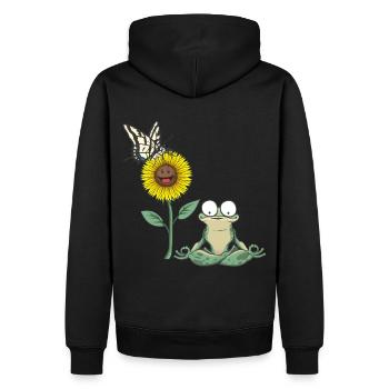Grenouille, Grenouilles, Crapaud, Amphibien - Sweat à capuche Premium bio Homme - noir - Dos - Nico (187cm)