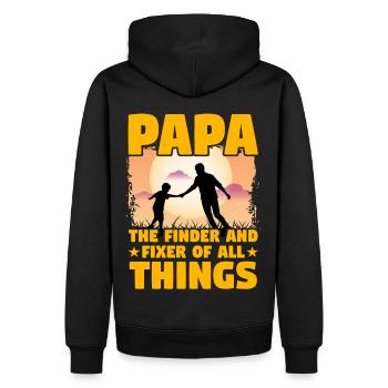 Papa, der Finder und Fixierer aller Dinge - Männer Premium Bio Hoodie - Schwarz - Hinten - Nico (187cm)