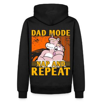 Papa-Modus Nickerchen und Wiederholen - Männer Premium Bio Hoodie - Schwarz - Hinten - Nico (187cm)