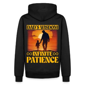 Papas Weisheit Unendliche Geduld - Männer Premium Bio Hoodie - Schwarz - Hinten - Nico (187cm)