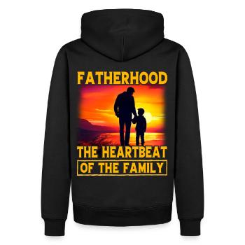 Vaterschaft der Herzschlag der Familie - Männer Premium Bio Hoodie - Schwarz - Hinten - Nico (187cm)