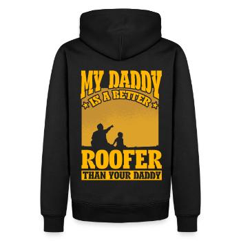 Mein Papa ist ein besserer Dachdecker als dein Papa - Männer Premium Bio Hoodie - Schwarz - Hinten - Nico (187cm)