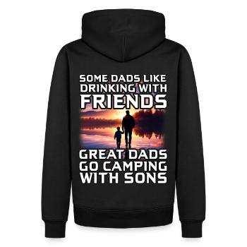 Tolle Väter gehen mit Söhnen campen - Männer Premium Bio Hoodie - Schwarz - Hinten - Nico (187cm)