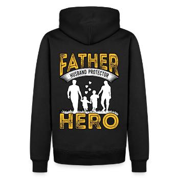 Père Mari Protecteur Héros - Sweat à capuche Premium bio Homme - noir - Dos - Nico (187cm)