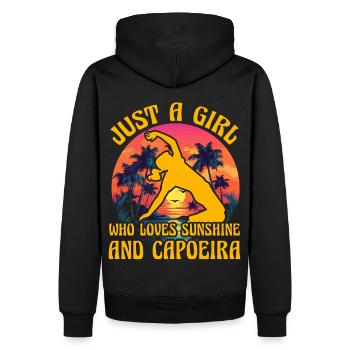 Juste une fille qui aime le soleil et la capoeira - Sweat à capuche Premium bio Homme - noir - Dos - Nico (187cm)