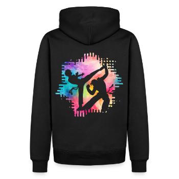 Capoeira - Sweat à capuche Premium bio Homme - noir - Dos - Nico (187cm)
