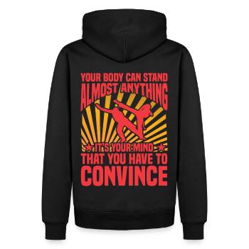 Capoeira - Sweat à capuche Premium bio Homme - noir - Dos - Nico (187cm)