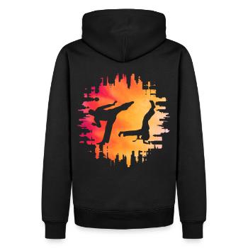 Capoeira - Sweat à capuche Premium bio Homme - noir - Dos - Nico (187cm)