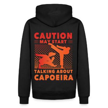 Bei Capoeira ist Vorsicht geboten - Männer Premium Bio Hoodie - Schwarz - Hinten - Nico (187cm)