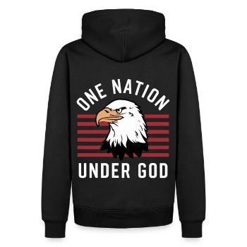 Amérique États-Unis Dire Une Nation sous Dieu 4 juillet - Sweat à capuche Premium bio Homme - noir - Dos - Nico (187cm)