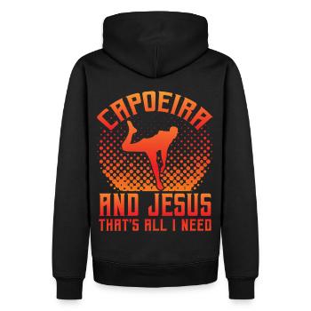 Capoeira und Jesus, das ist alles, was ich brauche - Männer Premium Bio Hoodie - Schwarz - Hinten - Nico (187cm)