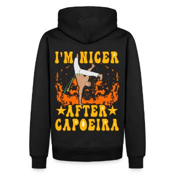 Je suis plus sympa après la Capoeira - Sweat à capuche Premium bio Homme - noir - Dos - Nico (187cm)