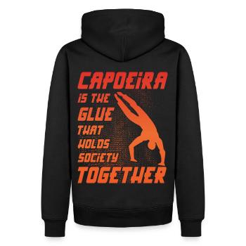 Capoeira ist der Klebstoff, der die Gesellschaft zusammenhält - Männer Premium Bio Hoodie - Schwarz - Hinten - Nico (187cm)