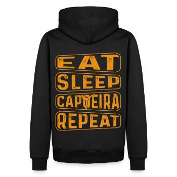 Essen Schlaf Capoeira Wiederholen - Männer Premium Bio Hoodie - Schwarz - Hinten - Nico (187cm)