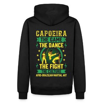 Capoeira, le jeu, la danse, le combat - Sweat à capuche Premium bio Homme - noir - Dos - Nico (187cm)