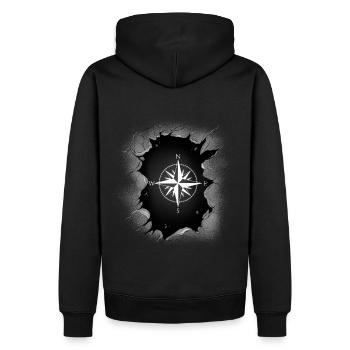 Windrose Kompass Richtung - Männer Premium Bio Hoodie - Schwarz - Hinten - Nico (187cm)