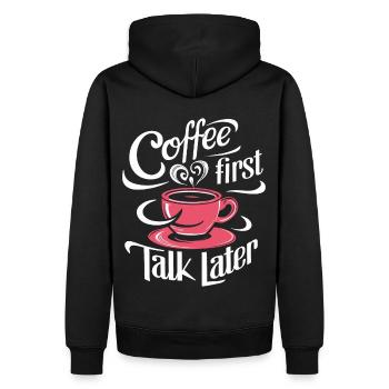 Café D’abord parler plus tard Café Junkie Bureau dire - Sweat à capuche Premium bio Homme - noir - Dos - Nico (187cm)