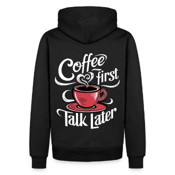 Café D’abord parler plus tard Café Junkie Bureau dire - Sweat à capuche Premium bio Homme - noir - Dos - Nico (187cm)