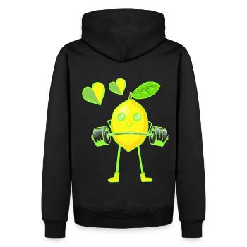 Lemon Weight Exercise Weight GYM Exercise Muscles - Men’s Premium Organic Hoodie - black - Back - Nico (187cm)