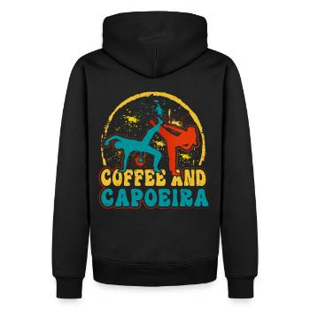 Café et Capoeira - Sweat à capuche Premium bio Homme - noir - Dos - Nico (187cm)