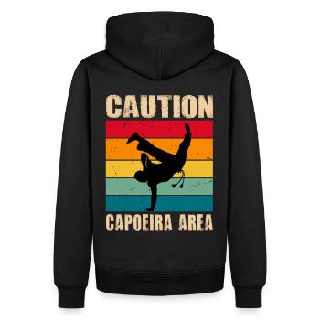 Achtung Capoeira Gebiet - Männer Premium Bio Hoodie - Schwarz - Hinten - Nico (187cm)