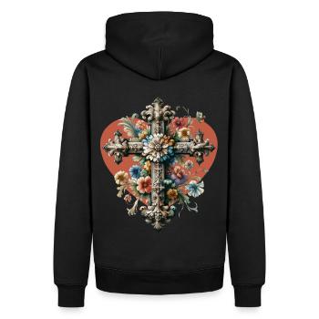 Croix Crucifix Halloween Croix Croix - Sweat à capuche Premium bio Homme - noir - Dos - Nico (187cm)