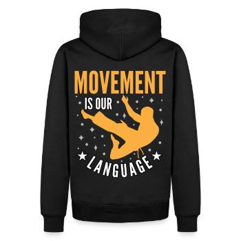 Le mouvement est notre langage - Sweat à capuche Premium bio Homme - noir - Dos - Nico (187cm)