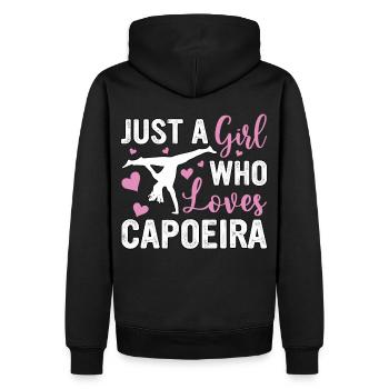 Juste une fille qui aime la capoeira - Sweat à capuche Premium bio Homme - noir - Dos - Nico (187cm)