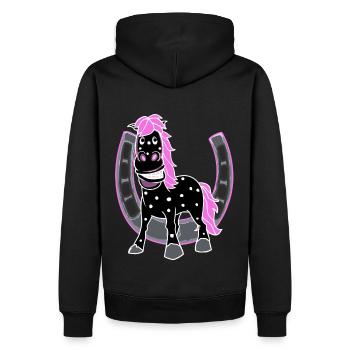 Pferd Pferde Hufeisen Reiterin Reiter Gaul witzig - Männer Premium Bio Hoodie - Schwarz - Hinten - Nico (187cm)