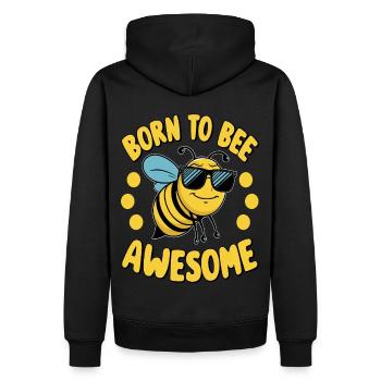 Lustige Biene Spruch Born to Bee Awesome - Männer Premium Bio Hoodie - Schwarz - Hinten - Nico (187cm)