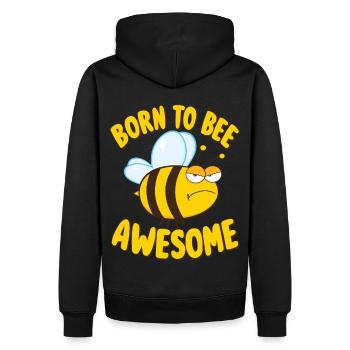 Biene Spruch Born to Bee Awesome - Männer Premium Bio Hoodie - Schwarz - Hinten - Nico (187cm)