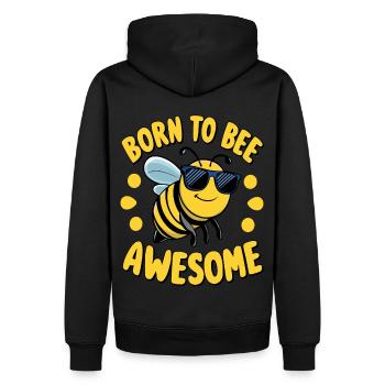 Lustige Biene Spruch Born to Bee Awesome - Männer Premium Bio Hoodie - Schwarz - Hinten - Nico (187cm)