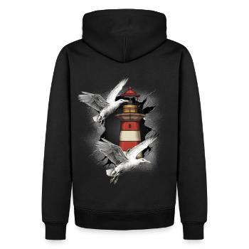 Phares Phare Mouette Mouette Mouette - Sweat à capuche Premium bio Homme - noir - Dos - Nico (187cm)