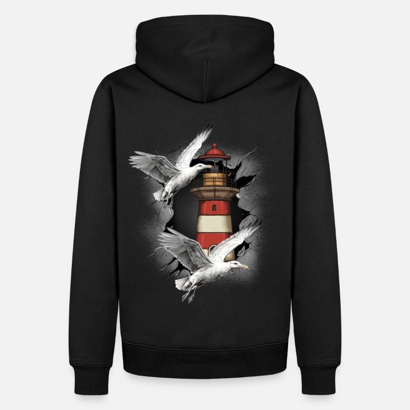 Phares Phare Mouette Mouette Mouette - Sweat à capuche Premium bio Homme - noir