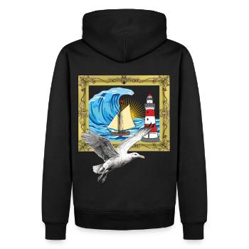 Mouette Mouettes maritimes Phare des oiseaux de mer - Sweat à capuche Premium bio Homme - noir - Dos - Nico (187cm)