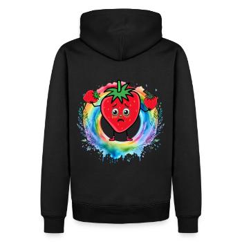 Regenbogen Erdbeeren Erdbeere Obst Früchte - Männer Premium Bio Hoodie - Schwarz - Hinten - Nico (187cm)