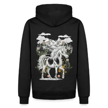 Einhorn Einhörner Fabelwesen Fabeltiere Kind - Männer Premium Bio Hoodie - Schwarz - Hinten - Nico (187cm)