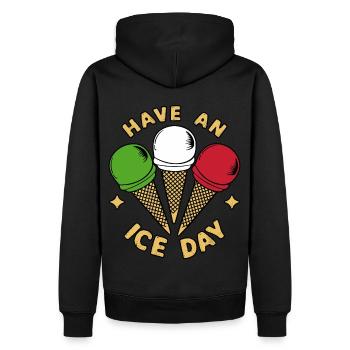 Eis Eiscreme Liebhaber Eistüten - Männer Premium Bio Hoodie - Schwarz - Hinten - Nico (187cm)