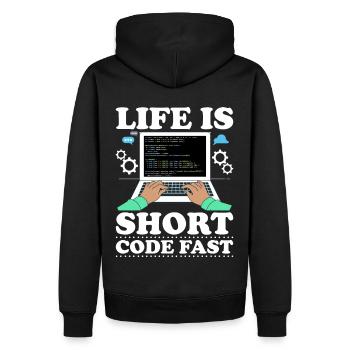 Programmierer Informatiker Computer Nerd Geschenk - Männer Premium Bio Hoodie - Schwarz - Hinten - Nico (187cm)