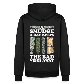 Smudging Smudge Spiritual Healing Incense - Men’s Premium Organic Hoodie - black - Back - Nico (187cm)