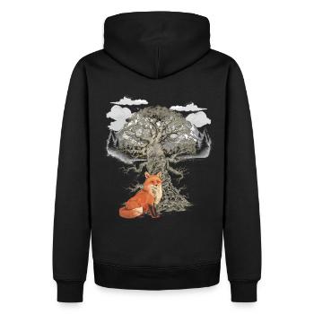 Fox, Foxes, Forest Animals, Mountains, Nature, Wildlife - Men’s Premium Organic Hoodie - black - Back - Nico (187cm)