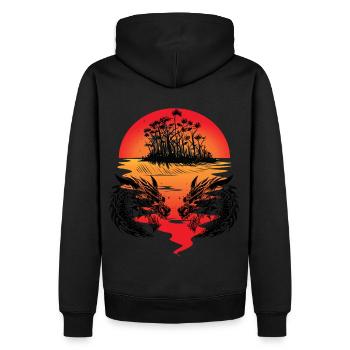 Dragon Mer du Sud Île Fantaisie Coucher de soleil Mer - Sweat à capuche Premium bio Homme - noir - Dos - Nico (187cm)