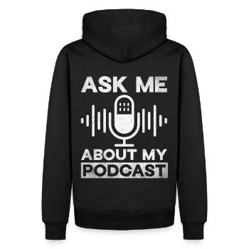 Podcast Host Podcaster Podcasting Podcast Hörer - Männer Premium Bio Hoodie - Schwarz - Hinten - Nico (187cm)