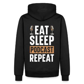 Podcast Host Podcaster Podcasting Podcast Hörer - Männer Premium Bio Hoodie - Schwarz - Hinten - Nico (187cm)