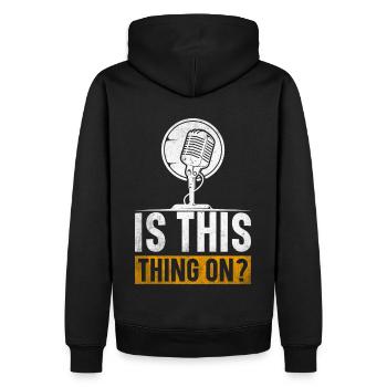 Podcast Host Podcaster Podcasting Podcast Hörer - Männer Premium Bio Hoodie - Schwarz - Hinten - Nico (187cm)