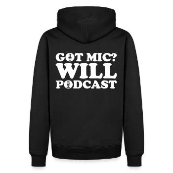 Podcast Host Podcaster Podcasting Podcast Hörer - Männer Premium Bio Hoodie - Schwarz - Hinten - Nico (187cm)